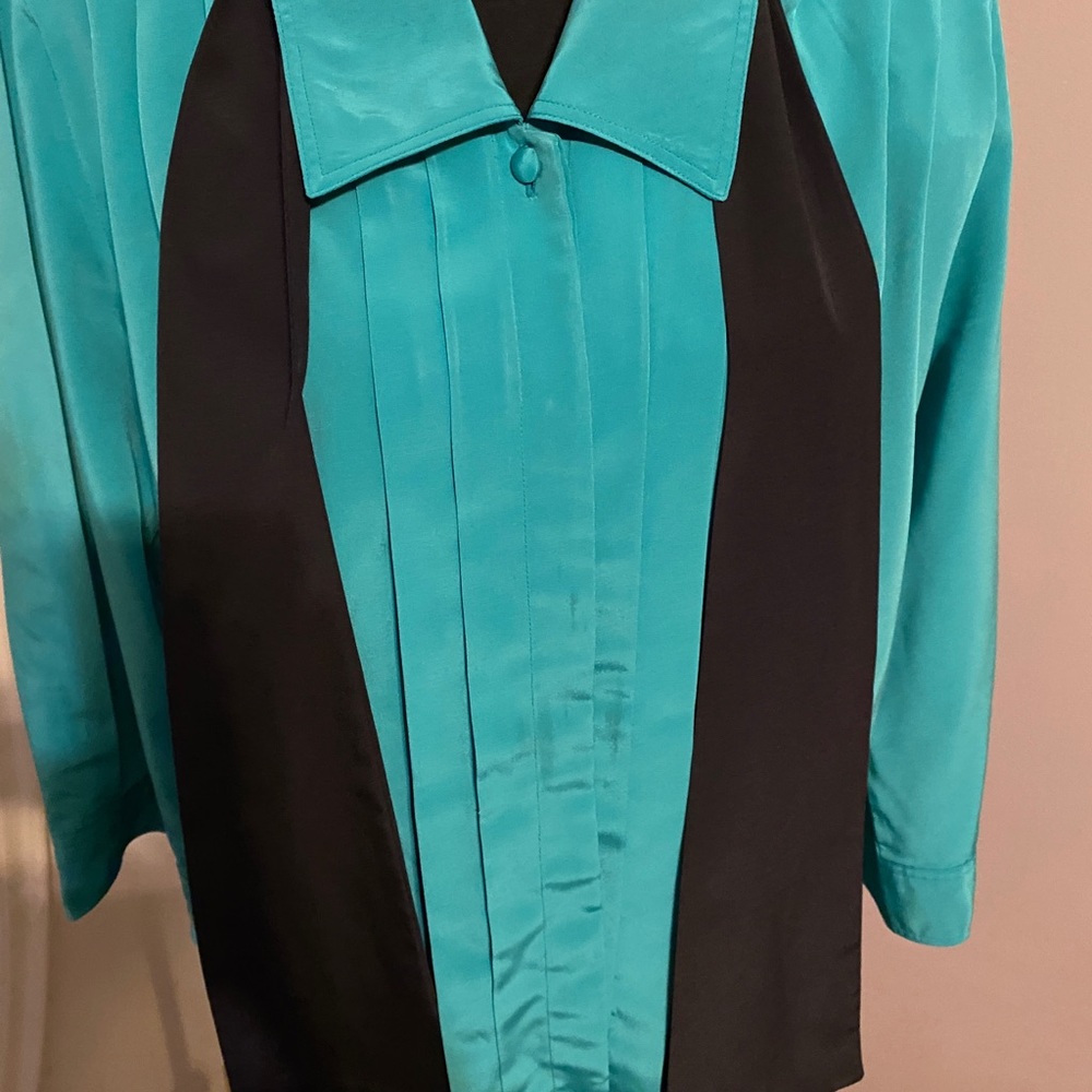 Vintage Faux Silk Secretary Tie neck Bow Blouse - Picture 3 of 8